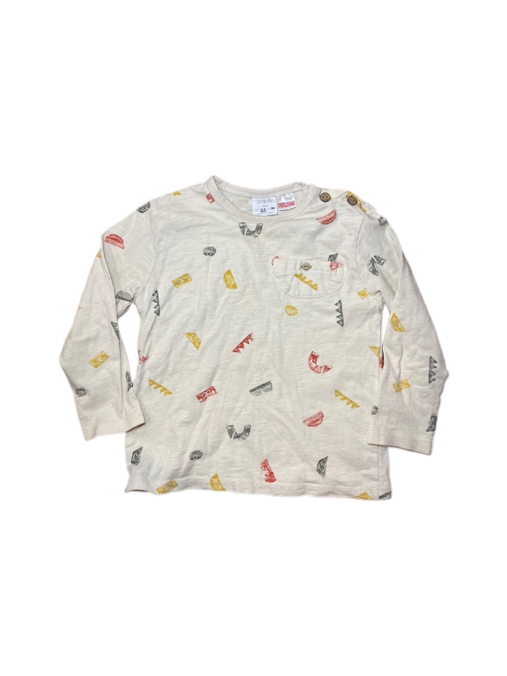 Zara Baby 2-3 Y Colorful Shape Pattern Long Sleeve Tee Shirt